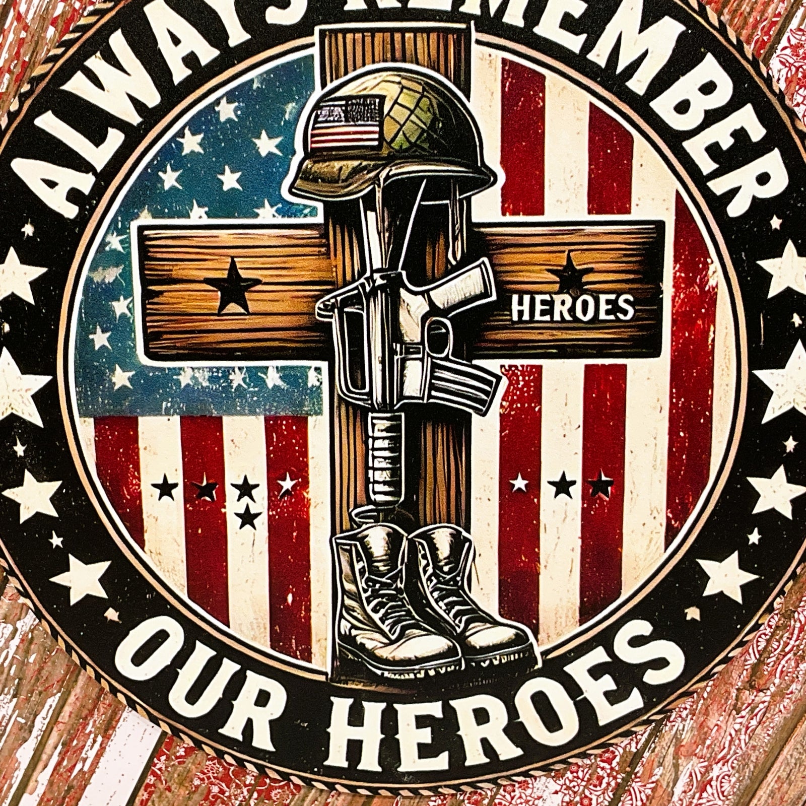 AGD Patriotic Decor - Memorial Veteran Day Hero Box Sign