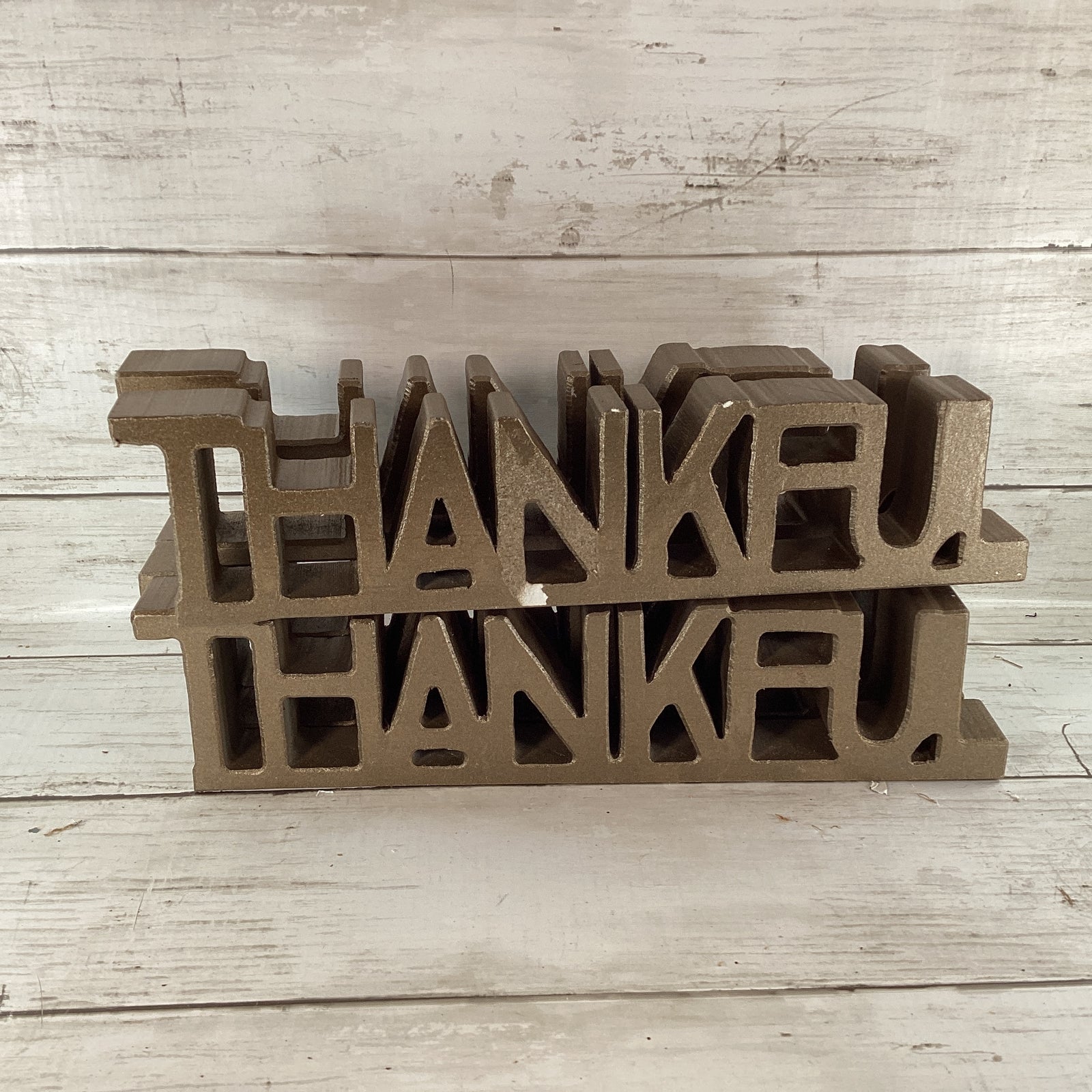 Fall Craft Supply - Wood Chunky Thankful Word Die Cut Tabletop Sitter