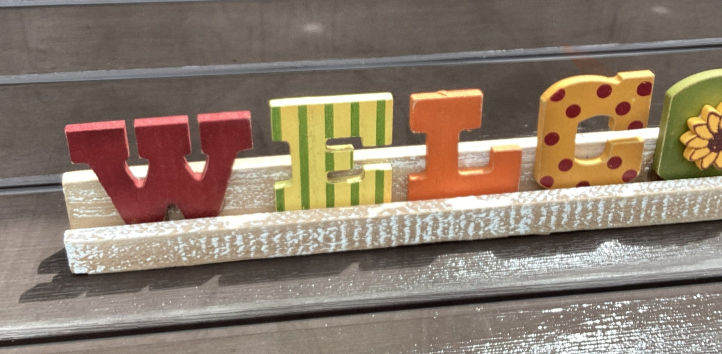 AGD Fall Craft Decor - Welcome Sunflower Farmhouse Long Mantel Sign