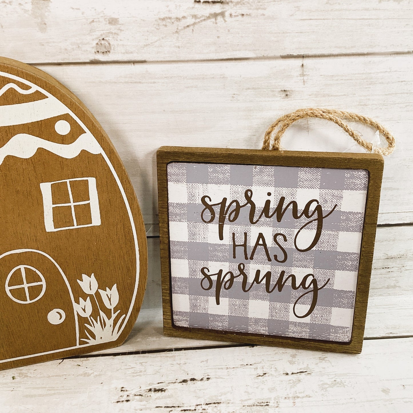 Easter Decor - Spring Has Sprung Ornamnet Egg House 2pc