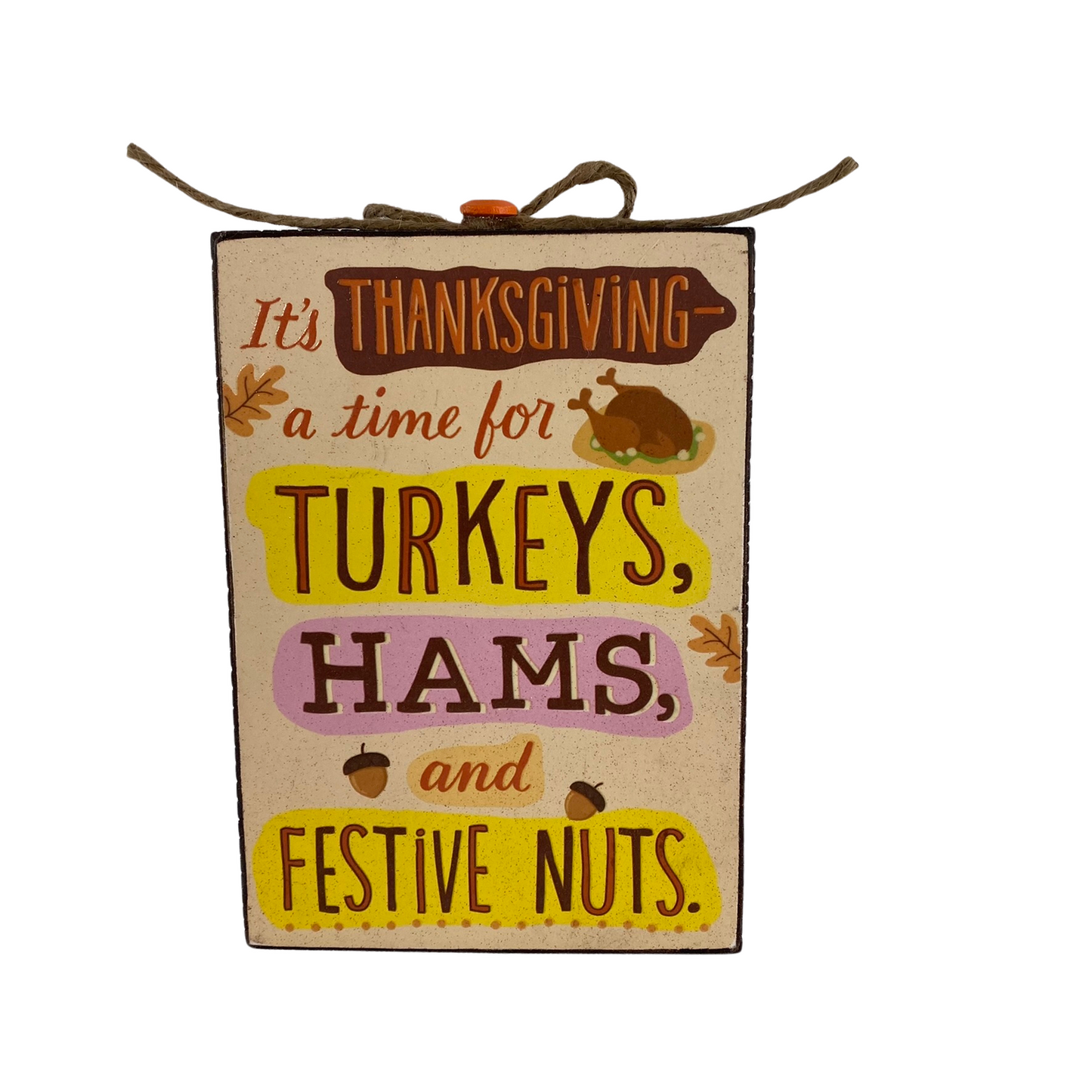 AGD Fall Decor - Chunky Acorn Turkey and Family Nuts Block Sign 3pc Set
