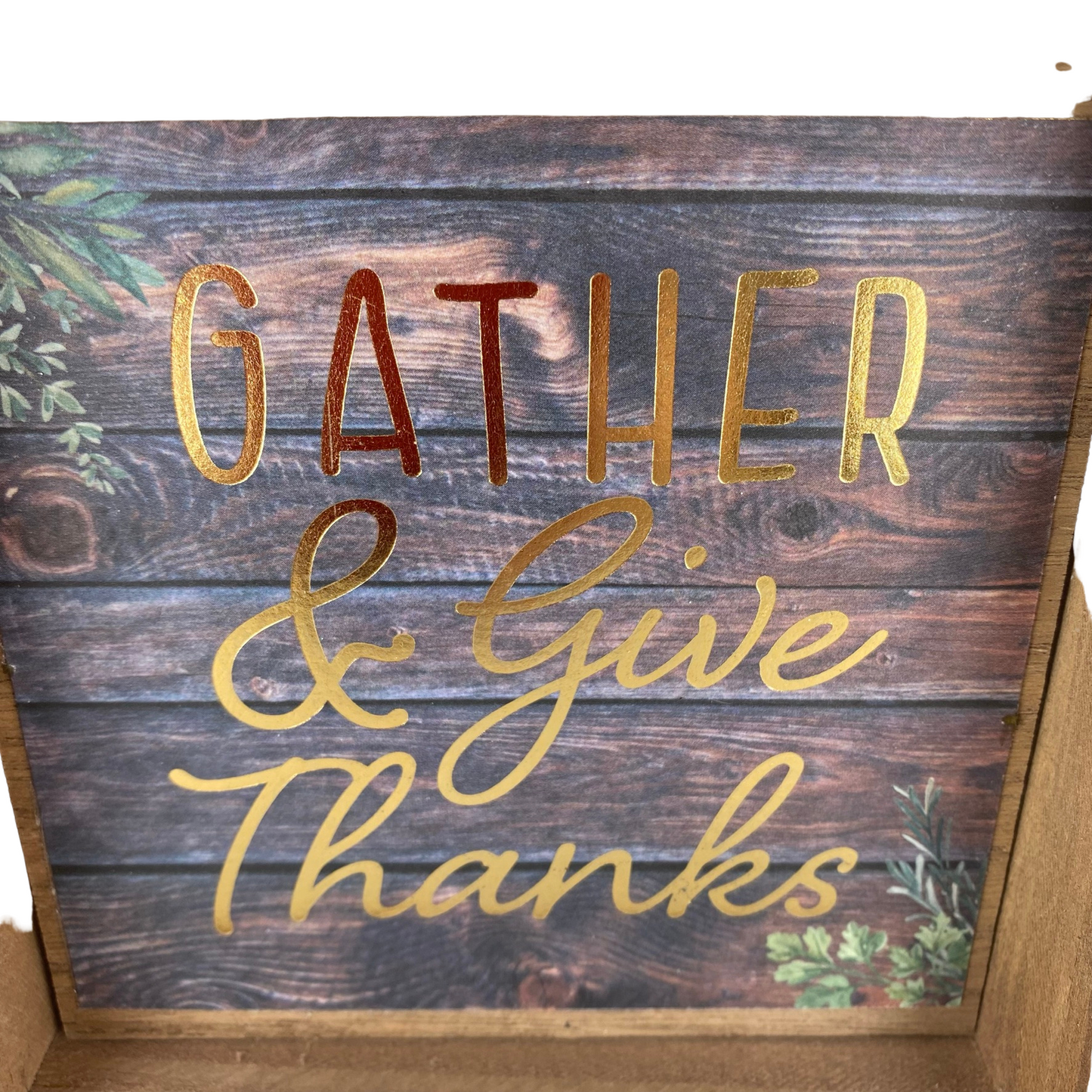 AGD Fall Decor - Pumpkin Spice 3-D Gather Give Thanks Wood Reversible Box Sign