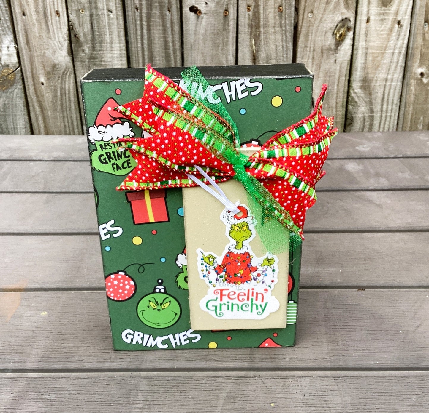 AGD Christmas Decor - Whimsy Red Green Faux Gift Present Box Signs 3pc