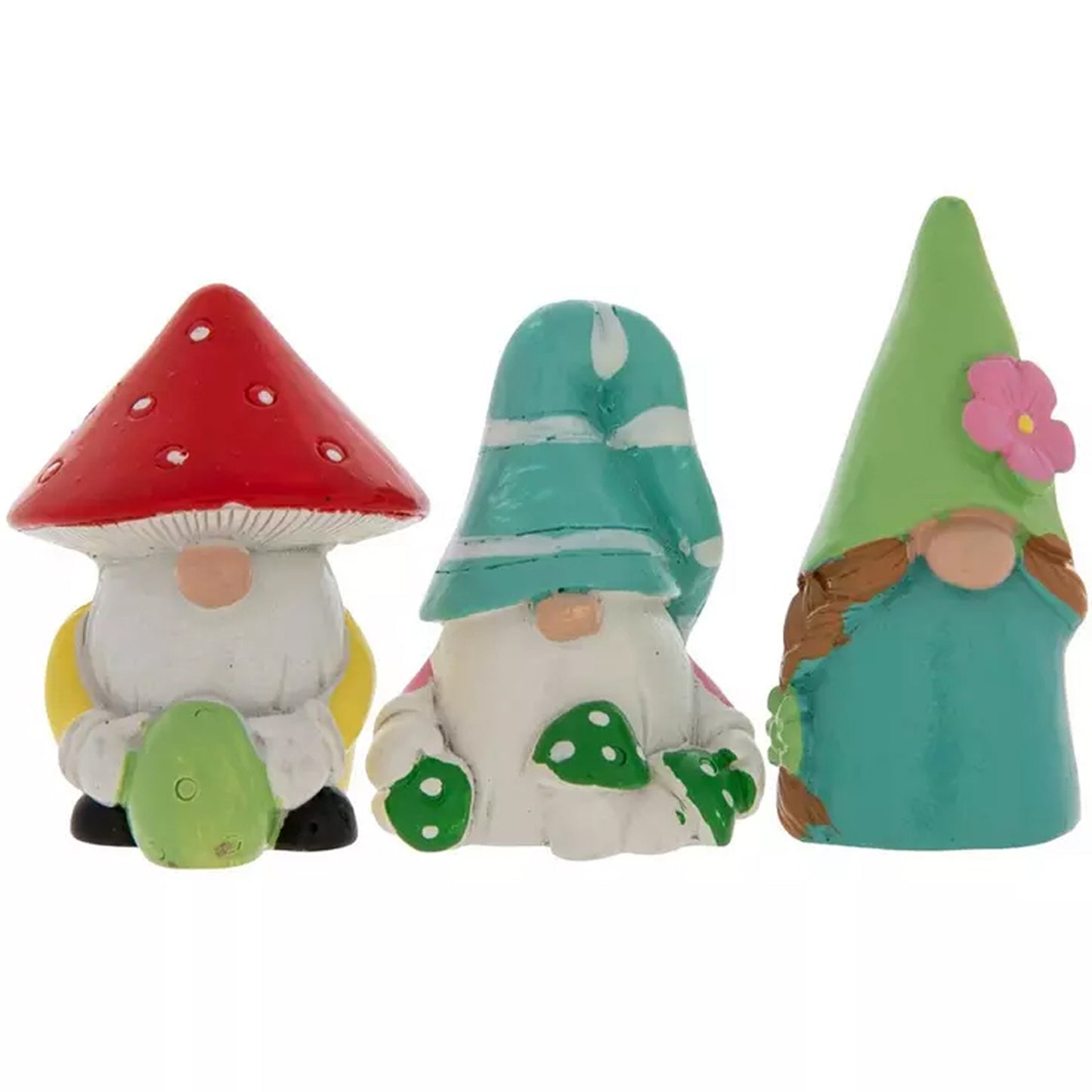 HL Craft Decor - Small Mini Resin Garden Mushroom Gnomes 6pc Set