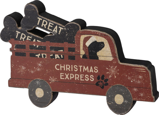 PBK Christmas Decor - Vintage Express Truck Dog Bones Chunky Sitter