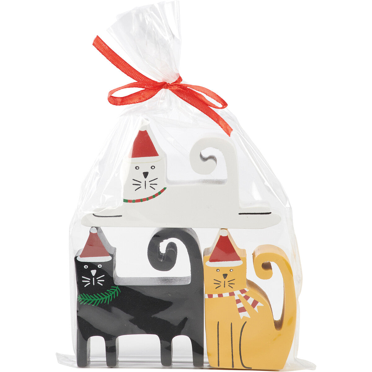 PBK Christmas Decor - Prim Chunky Santa Cats 3pc Set