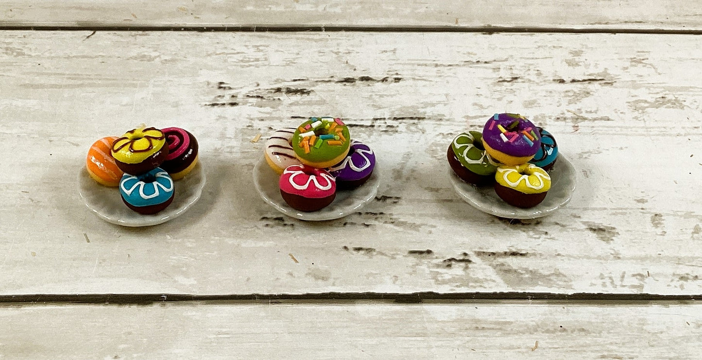 AGD Craft Supply - Miniature Donuts on Plate Displays 3pc Set