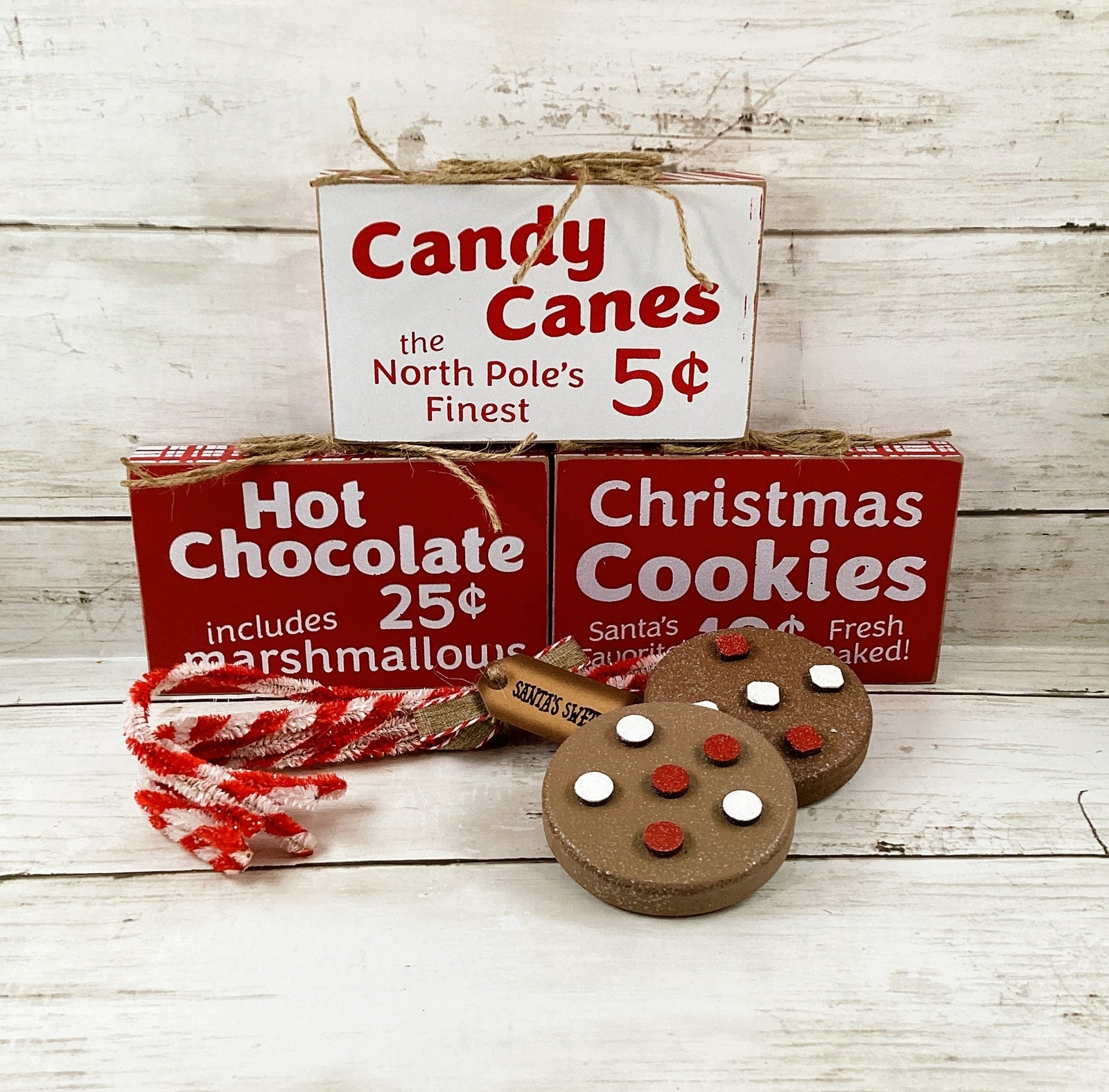 AGD Christmas Decor - Cookie Candy Hot Cocoa Theme Bar Tier Tray 6pc