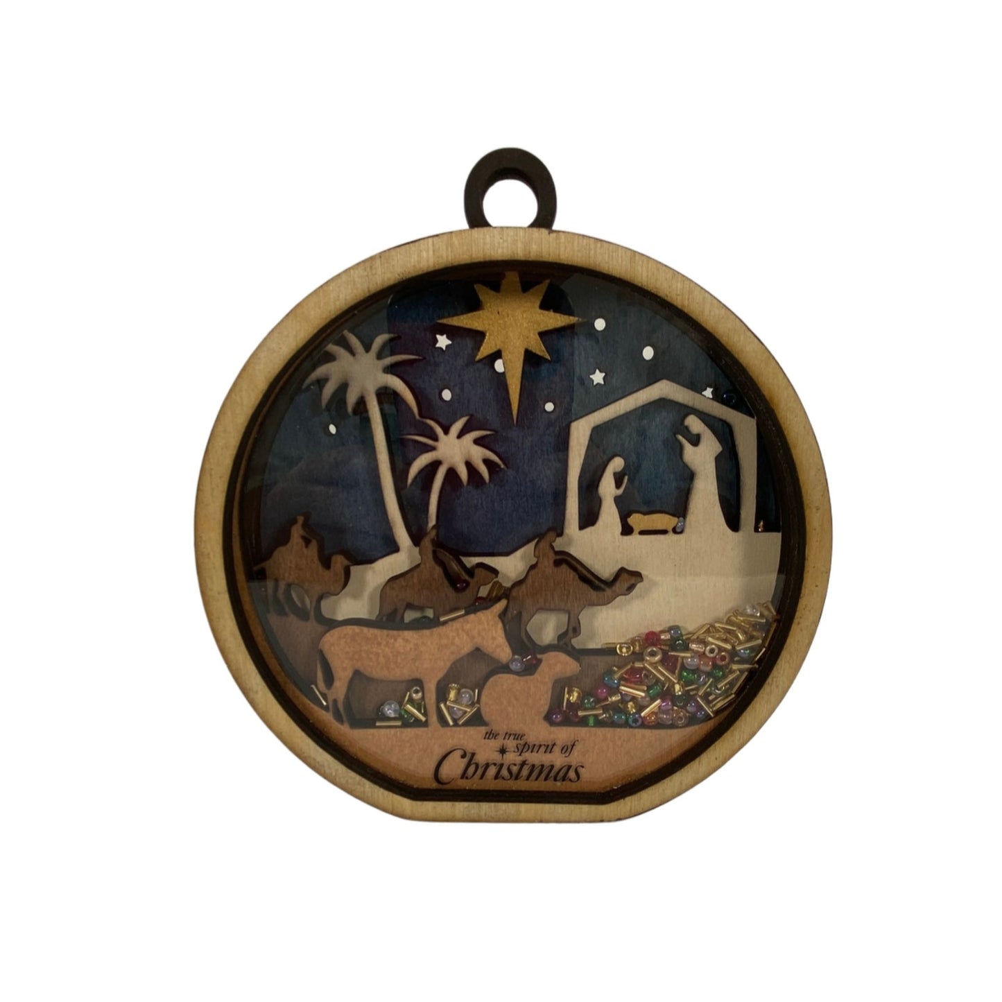 AGD Christmas Decor -  Nativity Layered Scene Chunky Wood Shaker