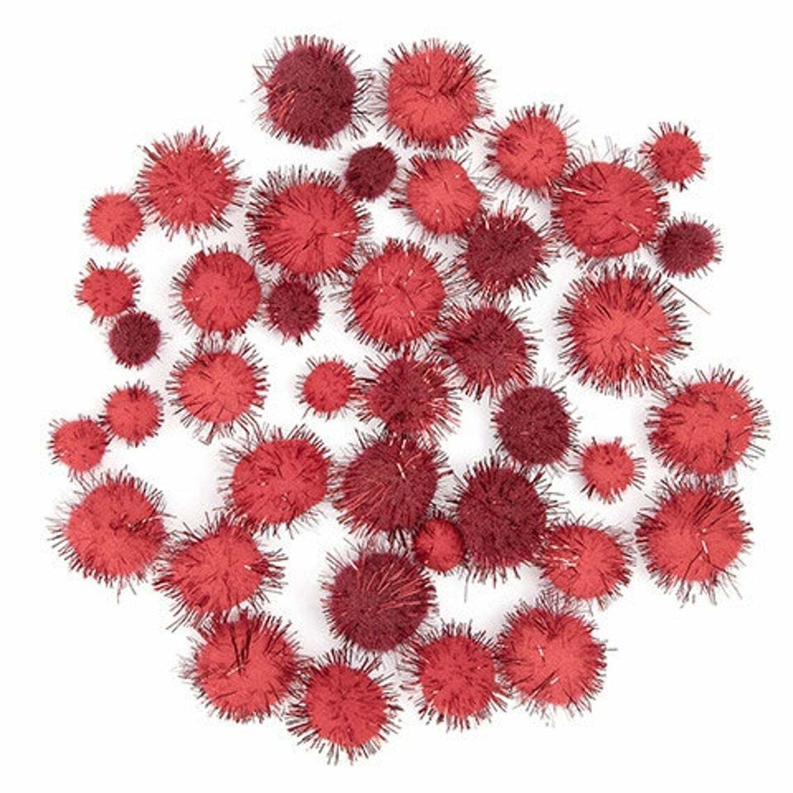 Darice Craft Supplies - Red Tinsel Pom Poms 1/2 to 1-inch 40pcs. per pack