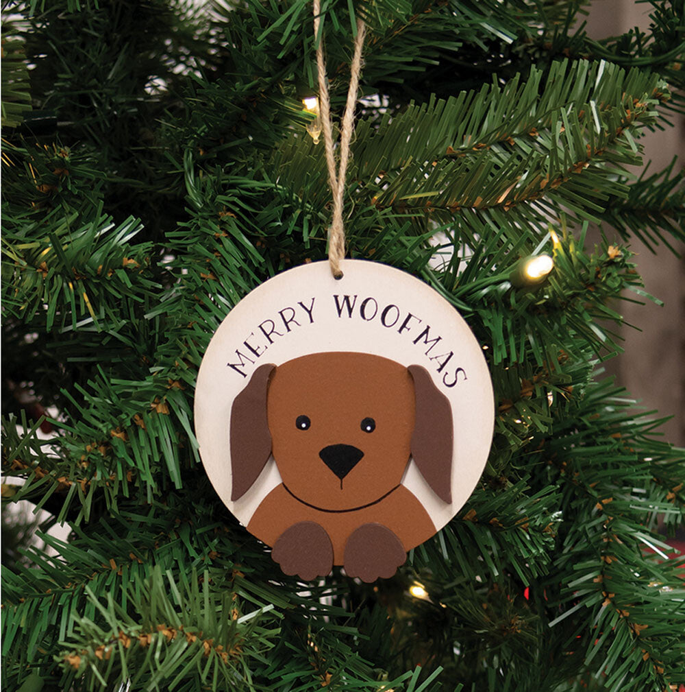 CWI Christmas Decor - Merry Woofmas Brown Dog Pet 3-D Ornament