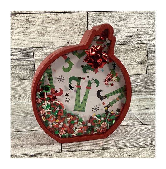 AGD Christmas Decor - Ornament Elf Elves Legs Chunky Wood Snow Shaker