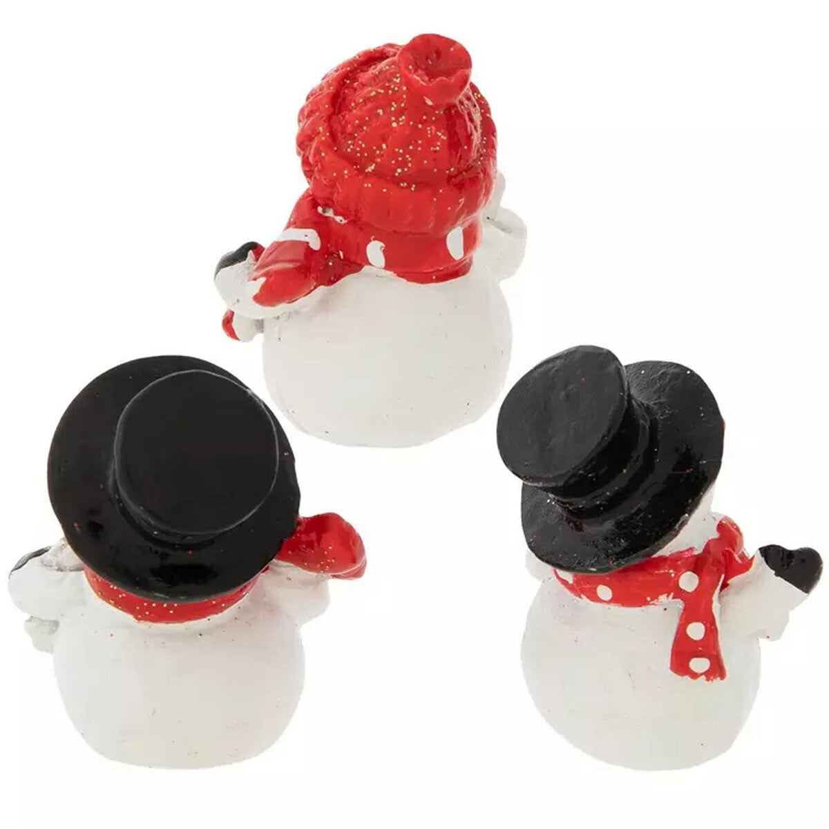 HL Christmas Craft Decor - Miniature Resin Snowmen Figurines 3pc