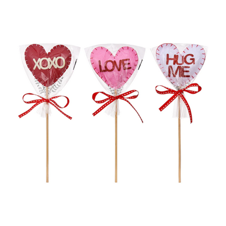 Michaels Valentines Decor - Love XOXO Hug Felt Heart Floral Picks 3pc Set