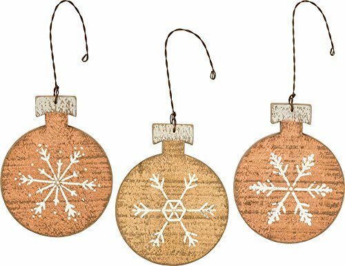 PBK Christmas Decor - Farmhouse Wood Snowflakes Ornaments 3pc.