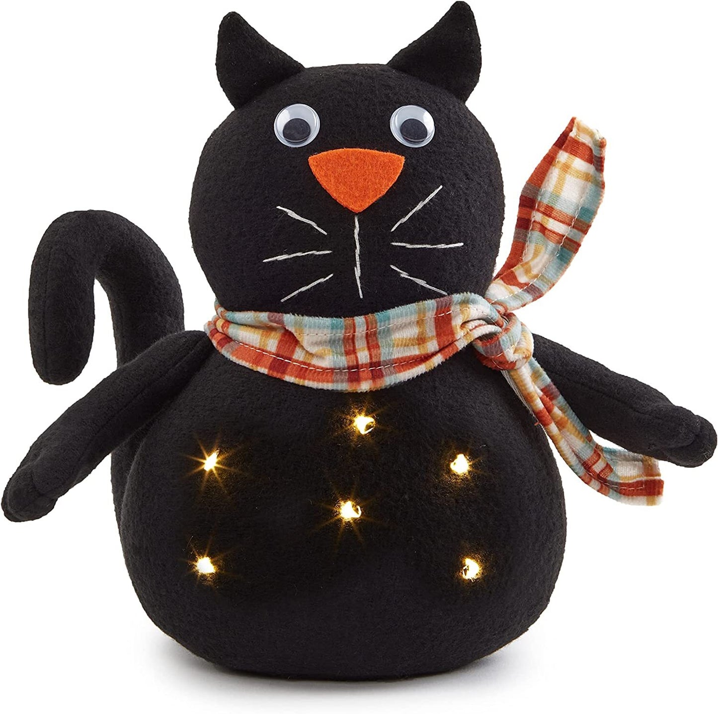 LC Halloween Decor -B/O Lighted Felt Black Cat Plush Sitter LWI-Cat