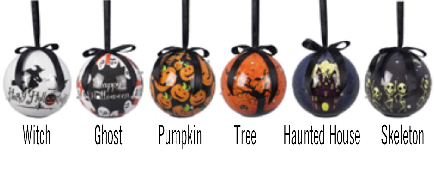 Halloween Ornament - LED Lighted Bulb Ornament 6 pc Set