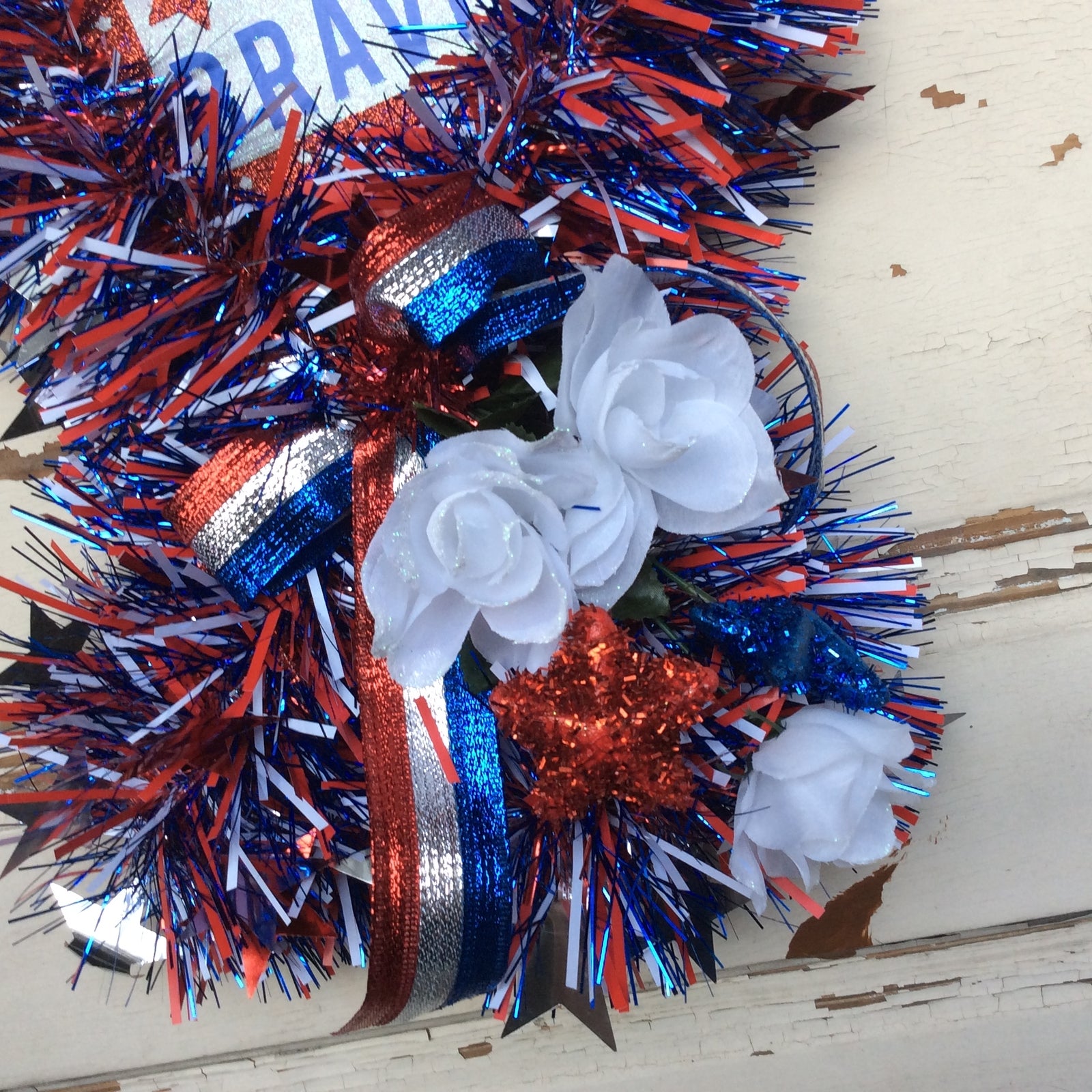 AGD Patriotic Decor - Home of the Brave Ribbon Memorial Wreath