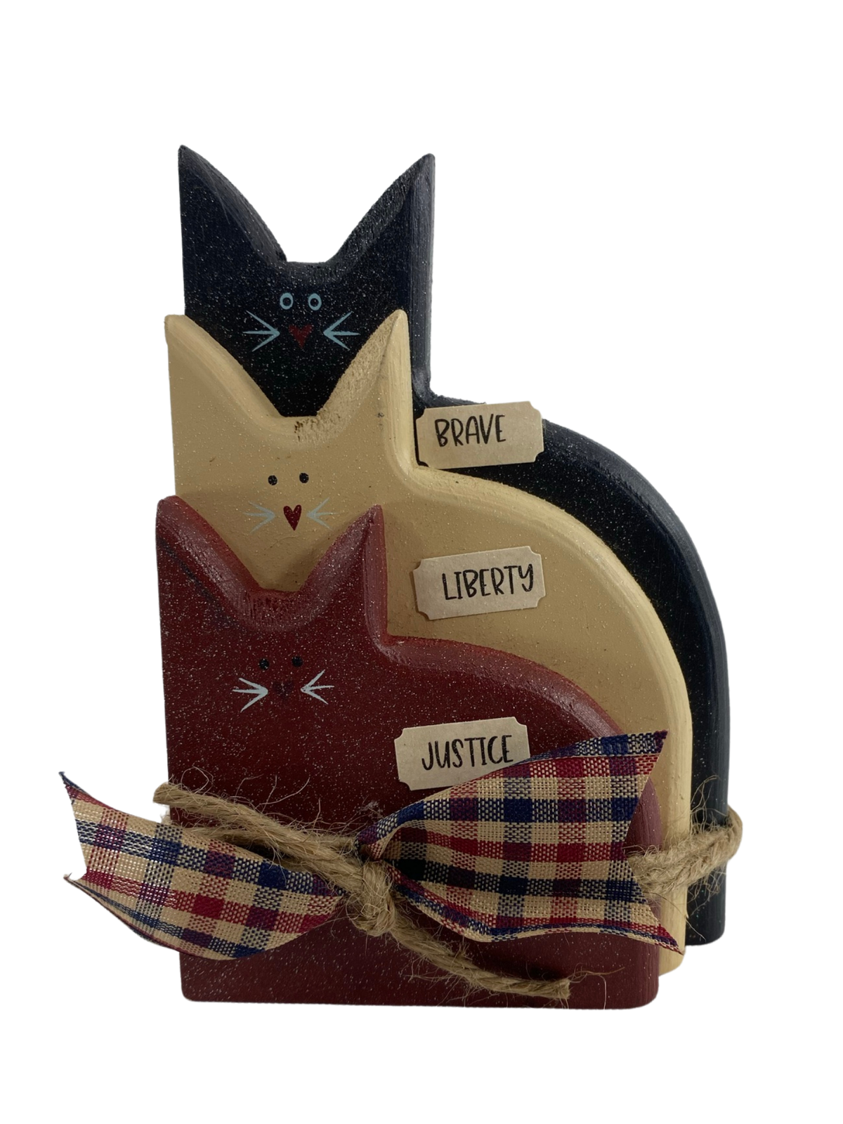 AGD Patriotic Decor - Brave Liberty Justice Stacking Cats Tiered Tray