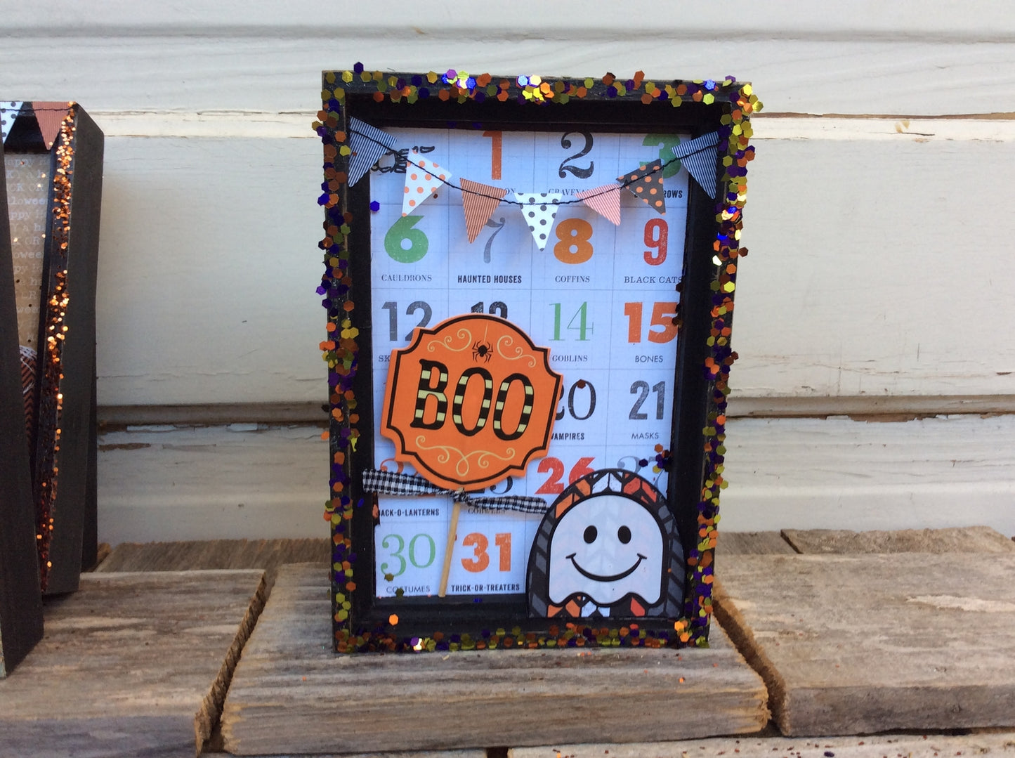 AG Designs Halloween Decor - Happy Face Ghost BOO - Shadow Box