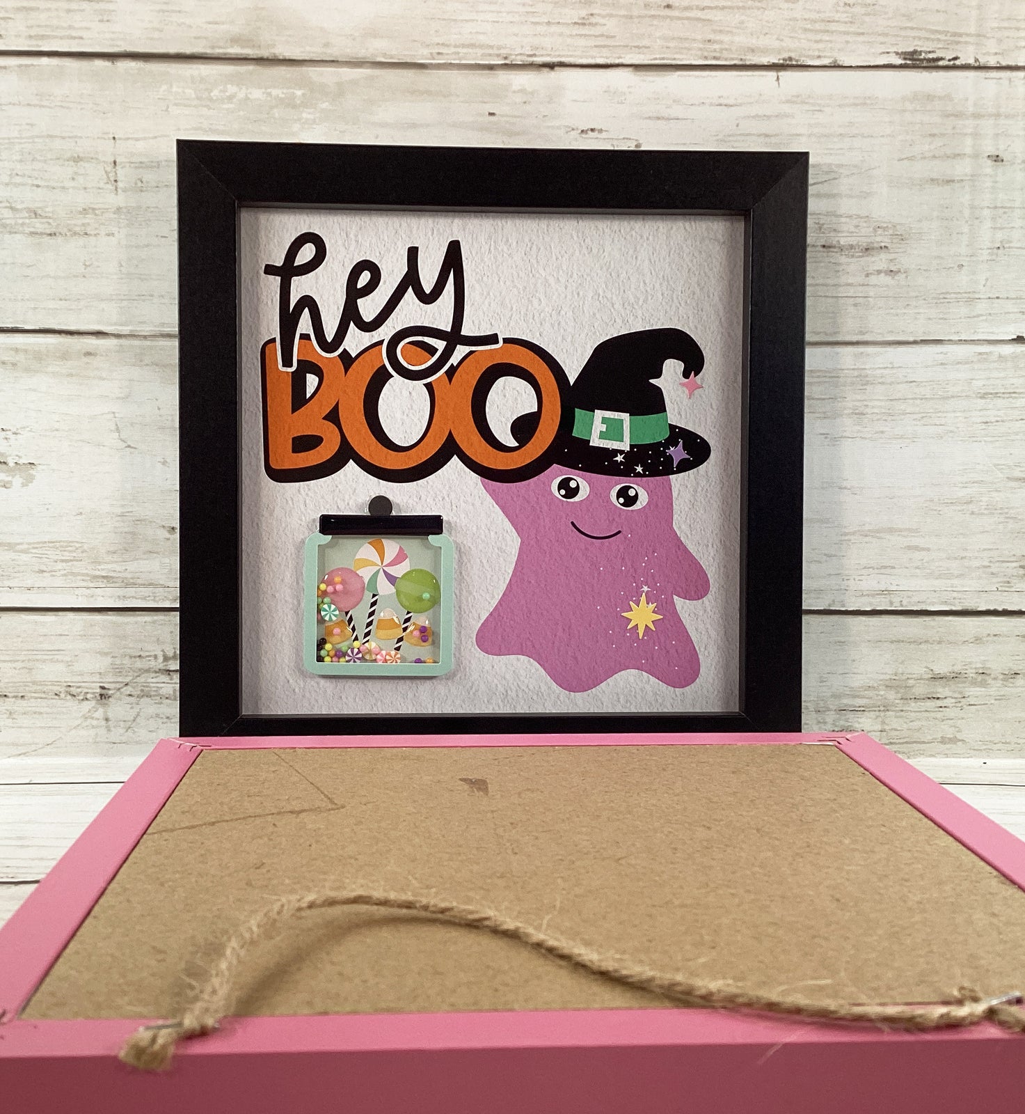 Halloween Decor Pastel Cat Ghost Trick Treat Shaker Signs 3pc Set