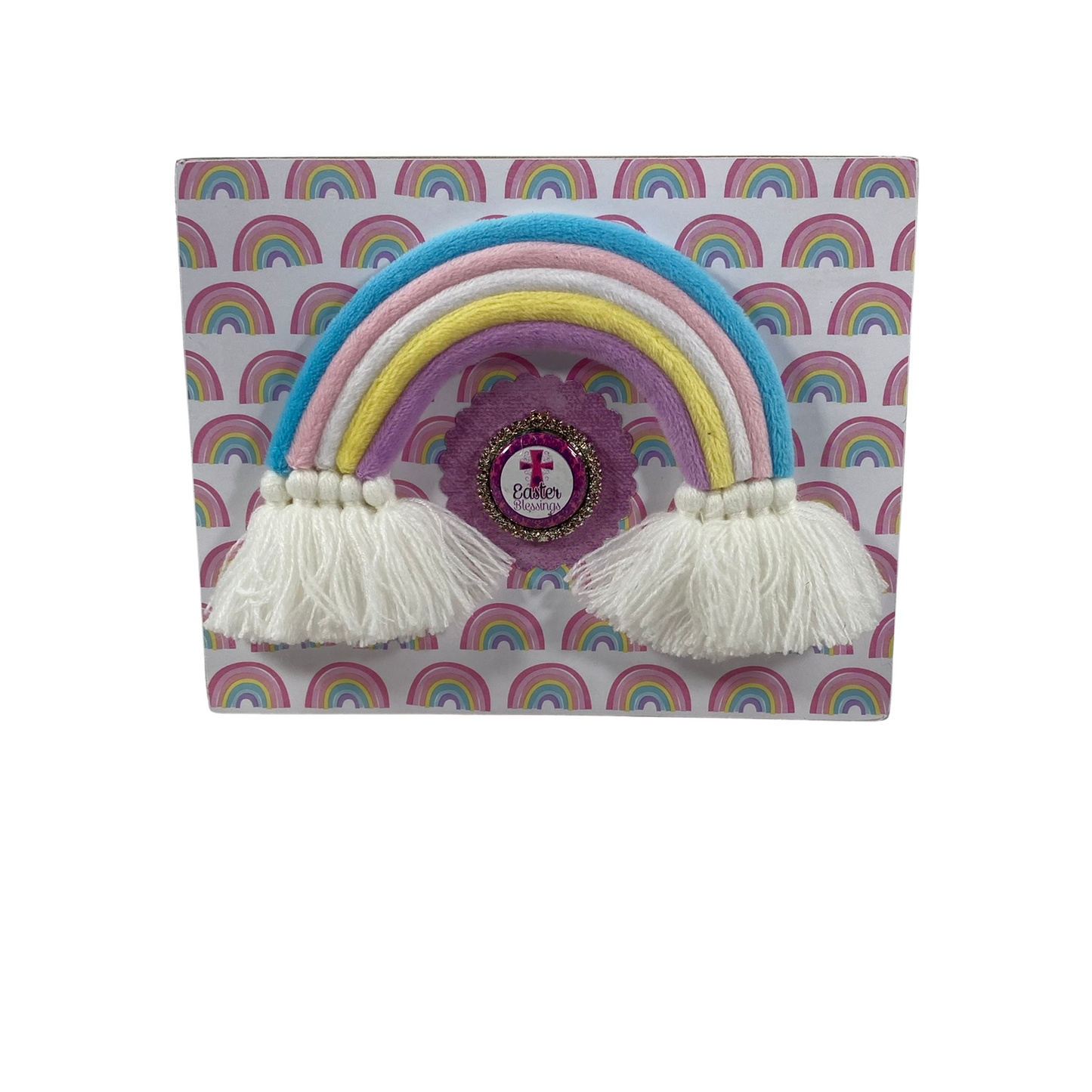 AGD Easter Decor - Pastel 3-D Rainbow Blessings Block Sign
