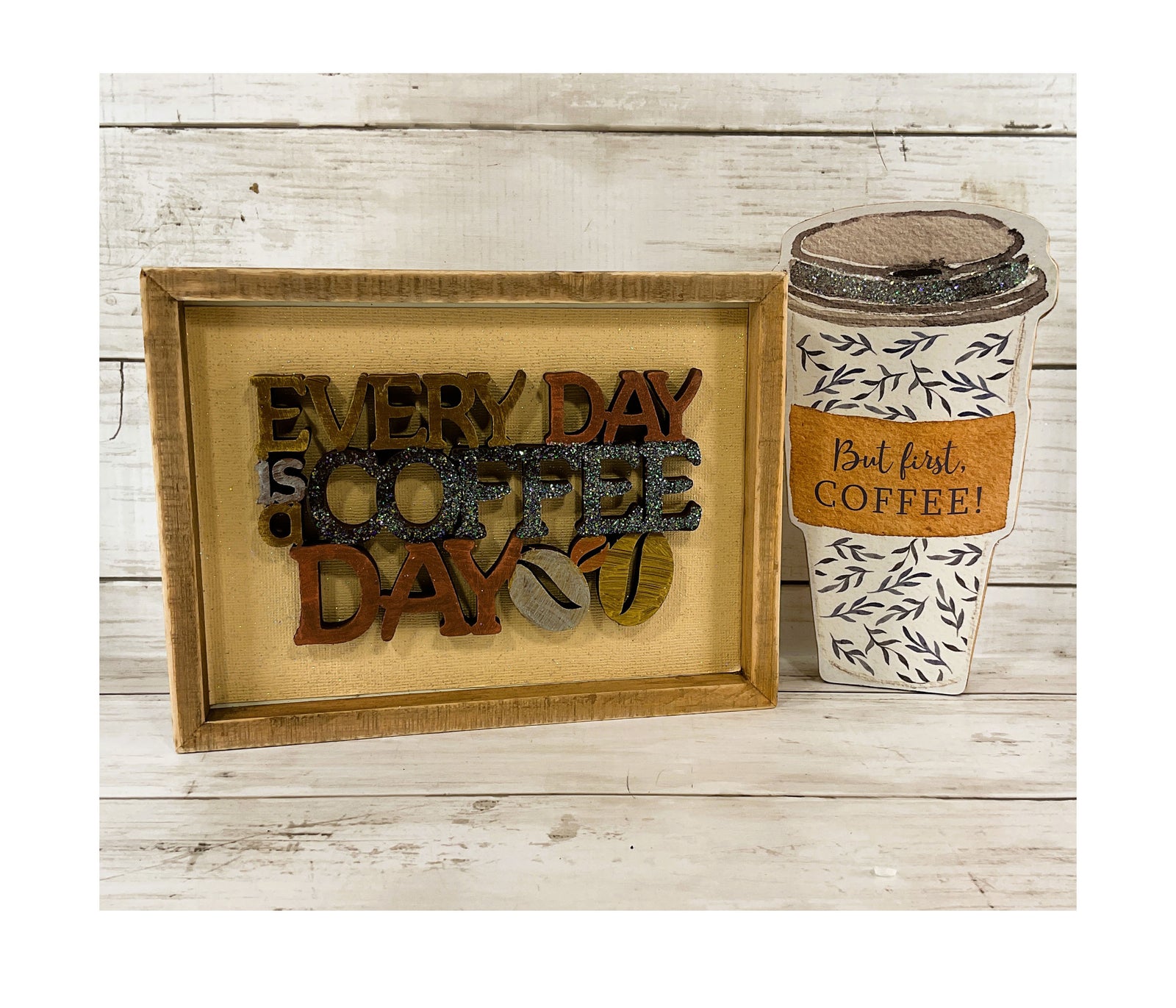 AGD Home Decor - Coffee First Everyday Latte Cup & Sign