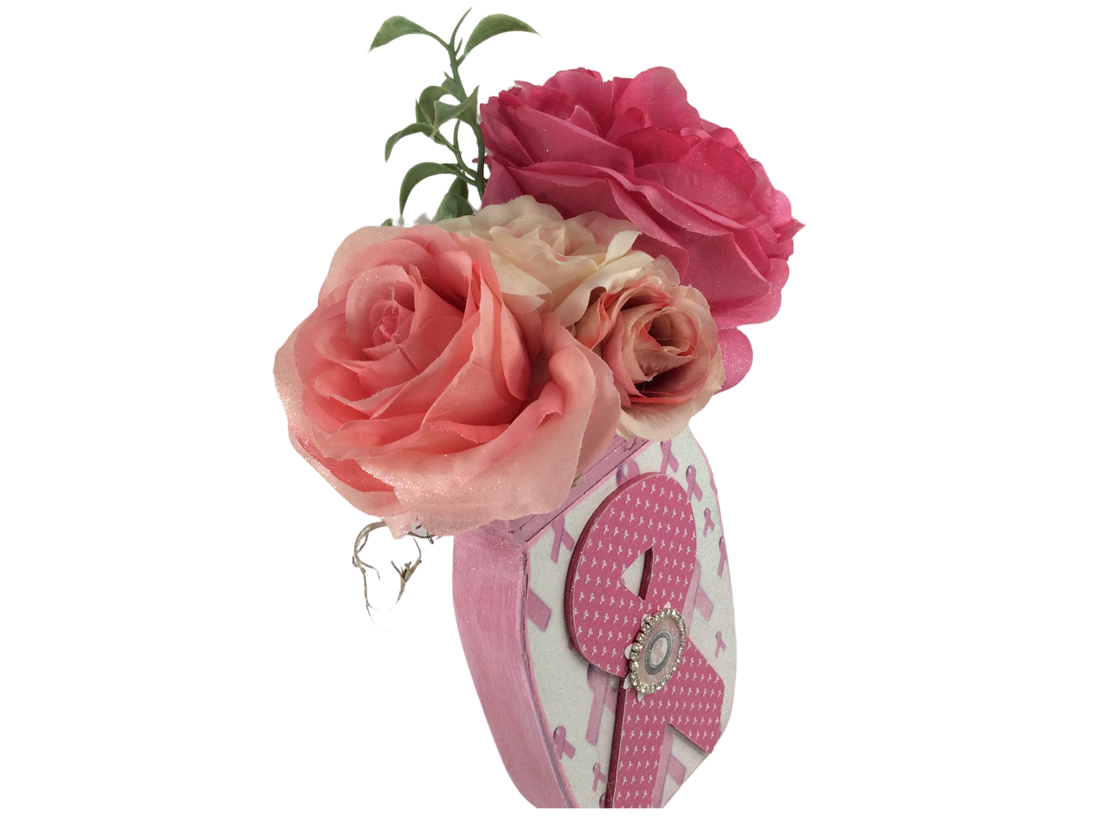 AGD Cancer Support Decor - Pink White Floral Mason Jar Display