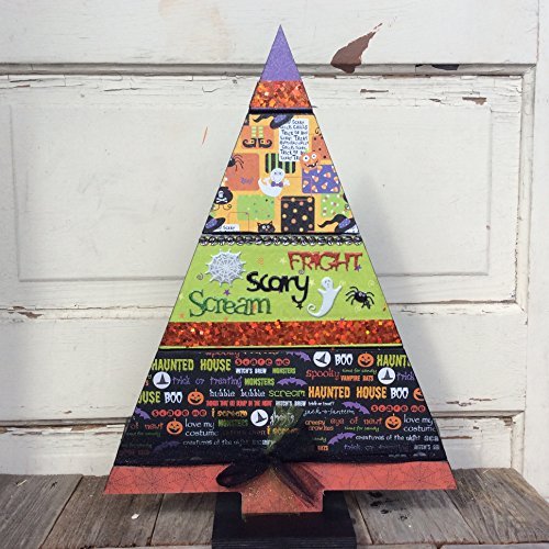 AGD Halloween Decor - Ghost Black Wood Slat Table Top Tree