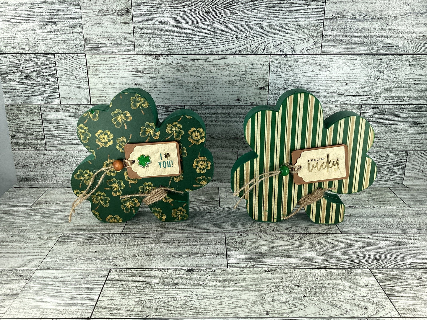AGD Saint Patrick Decor - Chunky Wood Shamrock Sitter 2pc Set