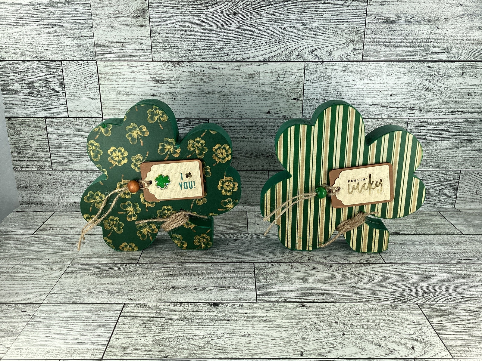 AGD Saint Patrick Decor - Chunky Wood Shamrock Sitter 2pc Set