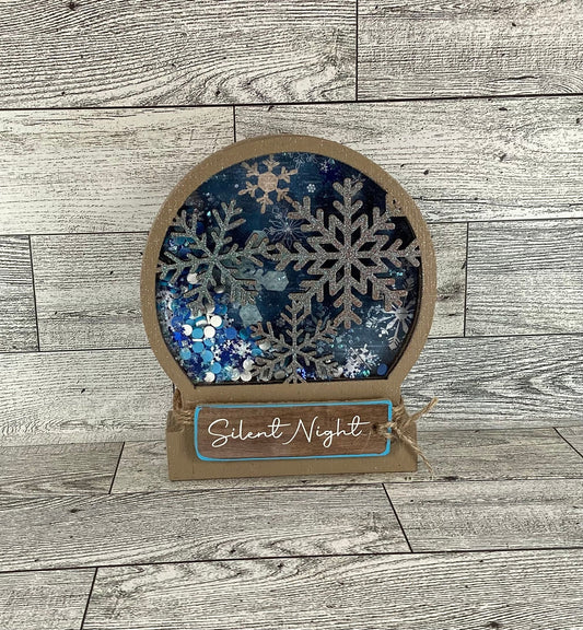 AGD Christmas Decor - Silent Night Snow Globe Chunky Wood Shaker