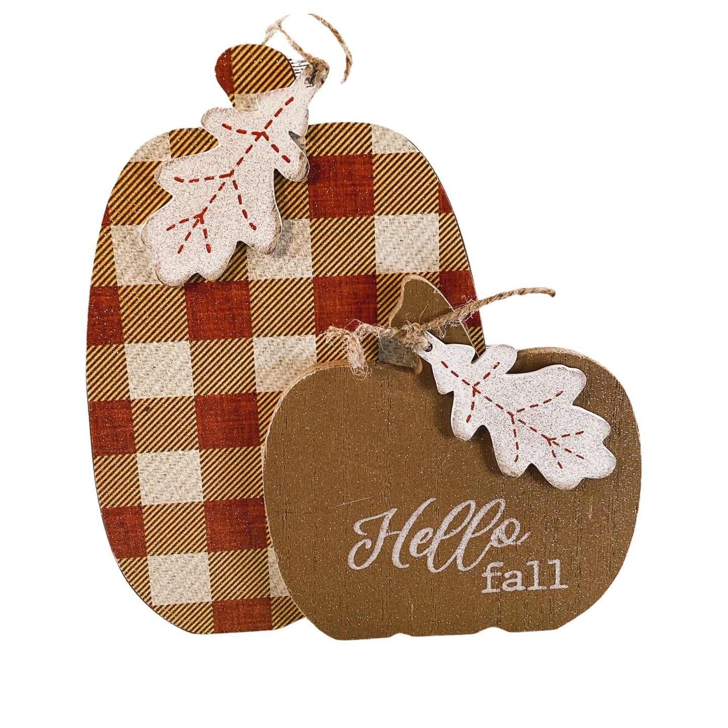 AGD Fall Decor - Candy Corn Plaid Pumpkin Pie Hello Fall Sign & Garland