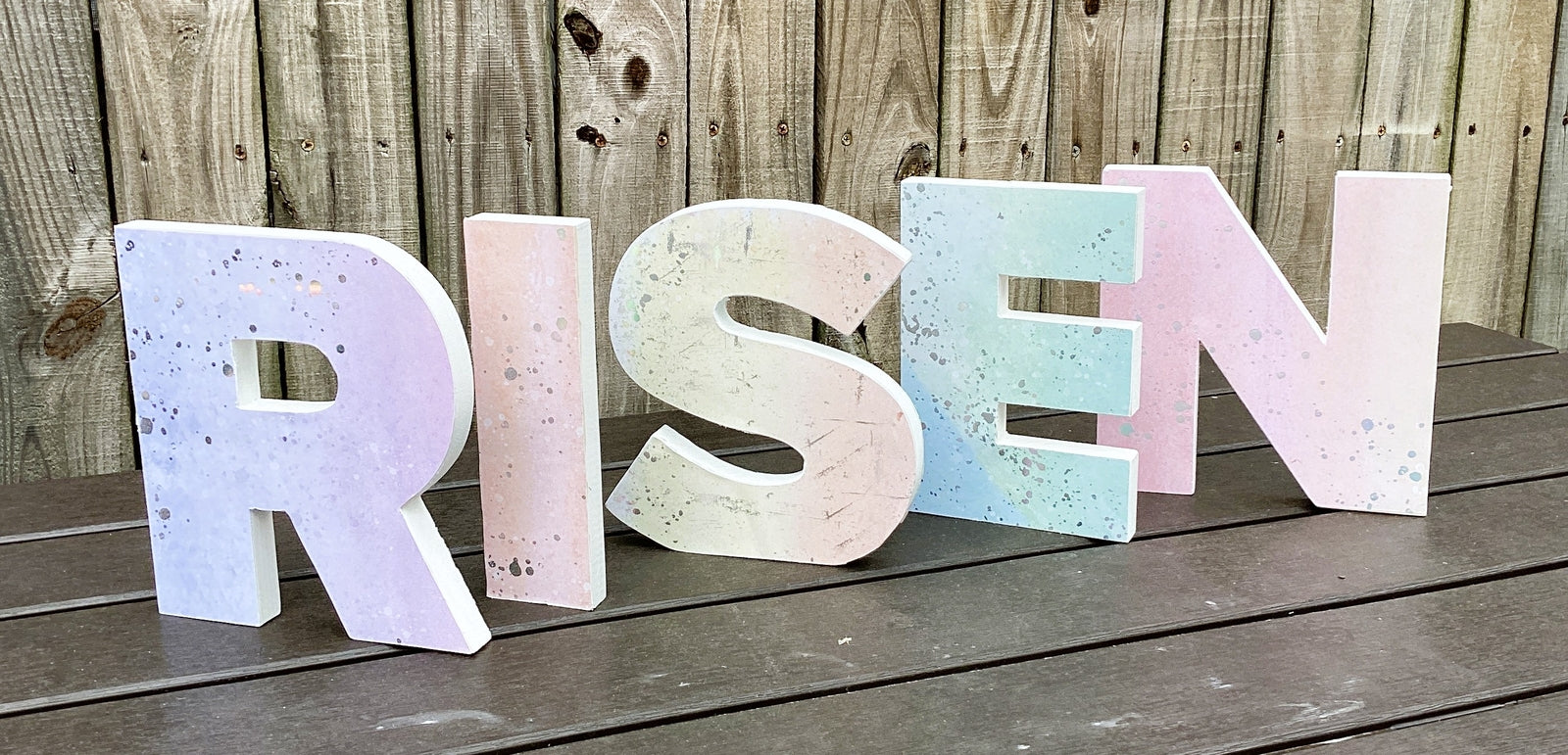AGD Easter Decor - Chunky Wood RISEN Letter Word Tabletop Display