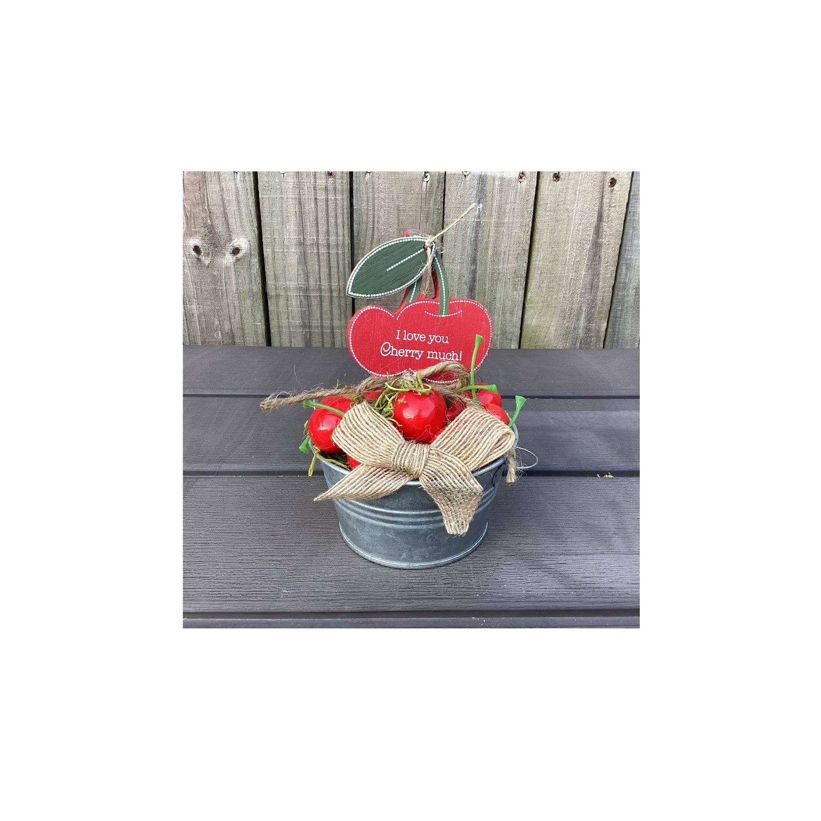 AGD Summer Decor - Cherry Theme Galvanized Tub Display