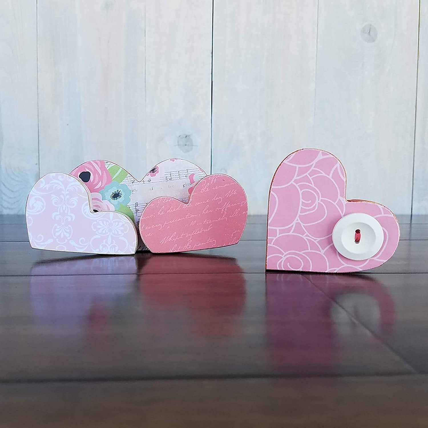 FD Valentines Craft Decor - DIY Wood Hearts 4pc Set