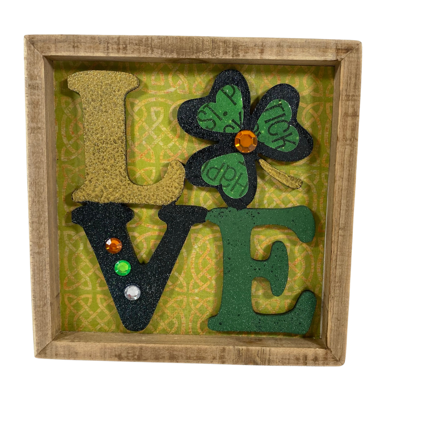 AGD St Patrick's Decor - Love Shamrock Clover Tiered Tray Inset Sign