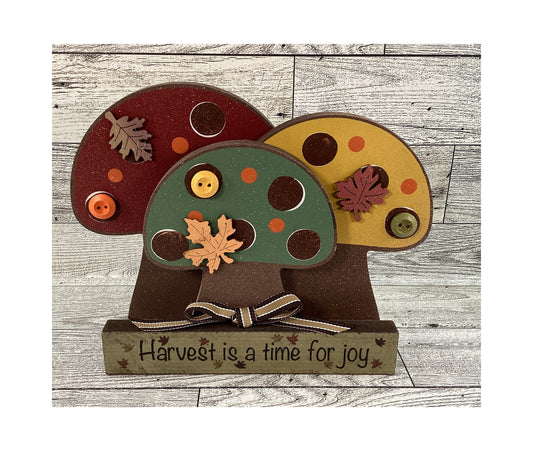 AGD Fall Decor - Chunky Wood Harvest Joy Mushroom Sitter