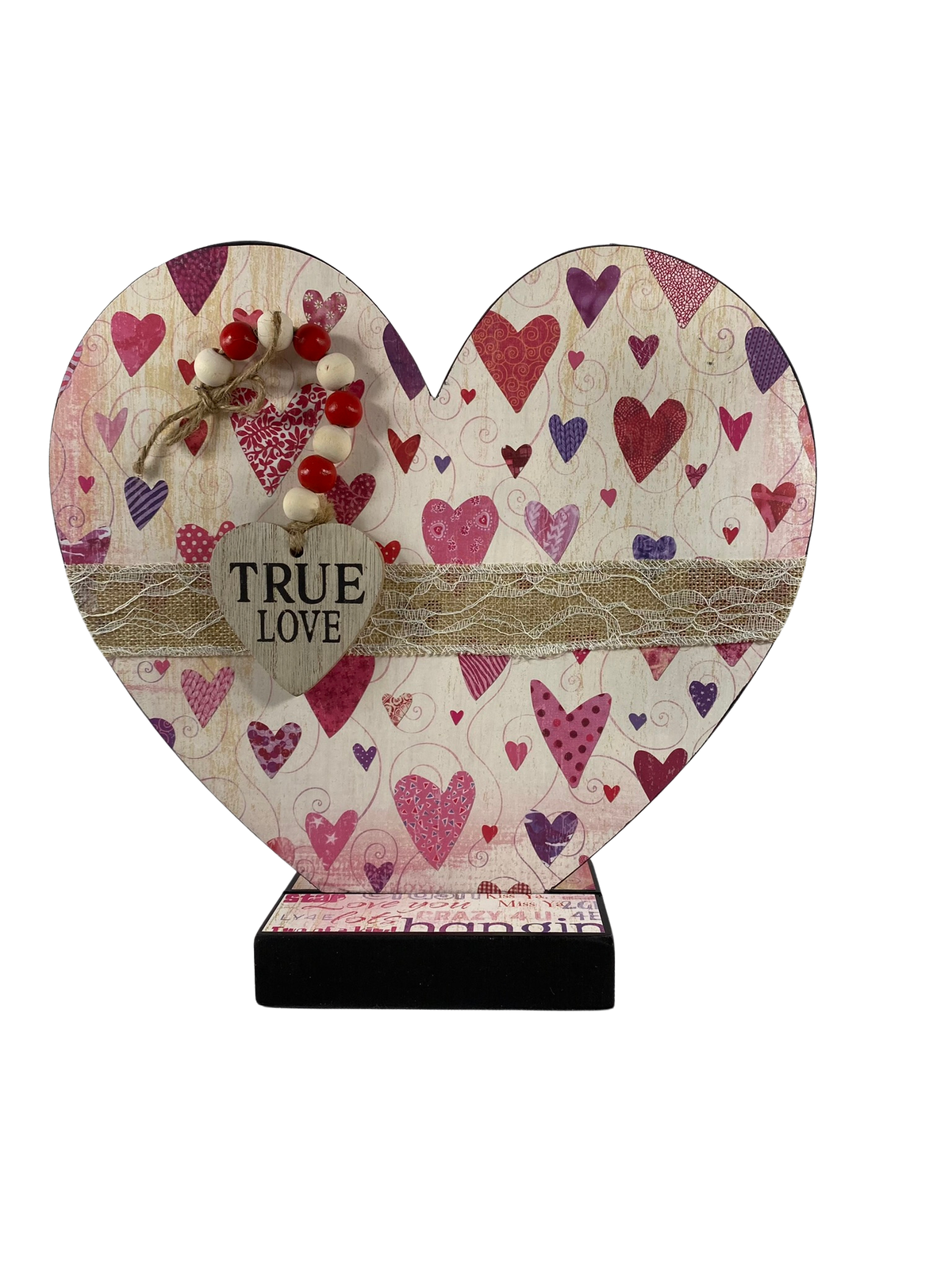 AGD Valentines Decor - XOXO True Love Double-sided Heart Table Sitter 12inch