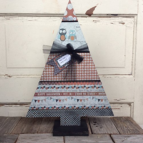 AGD Halloween Decor - OWL Black Wood Slat Table Top Tree