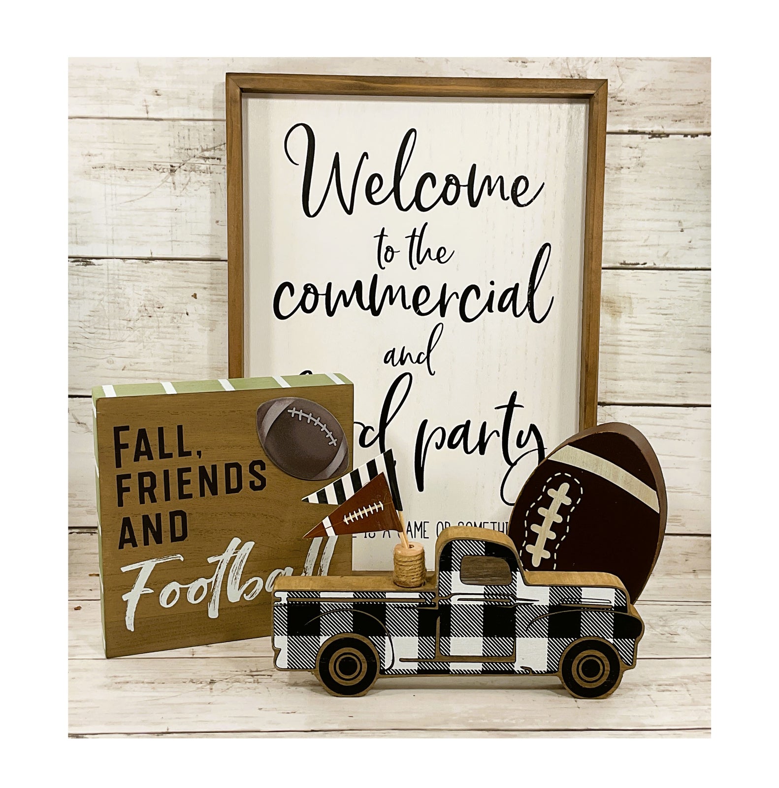 AGD Fall Decor - Truck Football Superbowl Party Theme  Decor 4pc