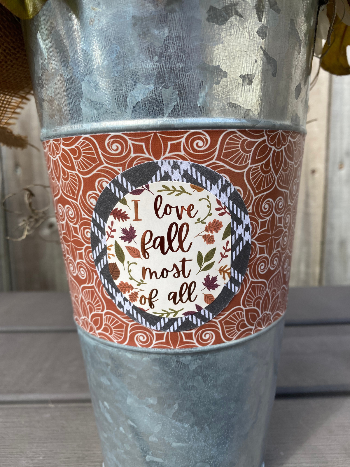 AGD Fall Decor  – Love Fall Galvanized Metal Floral Centerpiece