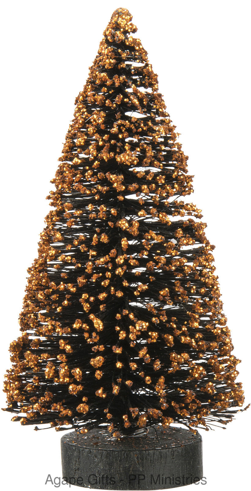 PBK Halloween Decor - Small Bristle Trees Black Orange Glitter Tips 3pc. #29439