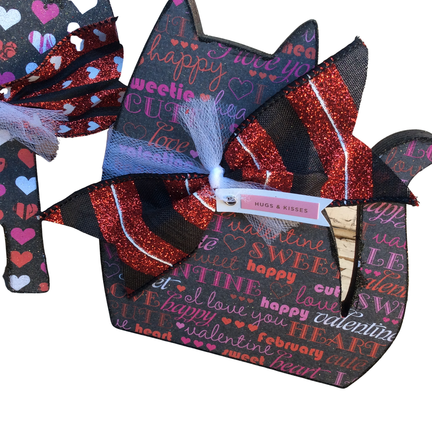 AGD  Valentines Decor - Hugs Kisses Be My Wood Cat Dog 2pc Set