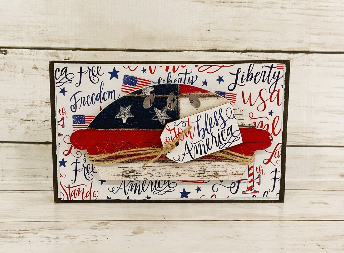 AGD Patriotic Decor- God Bless America Apple-PIe Wood Block Sign