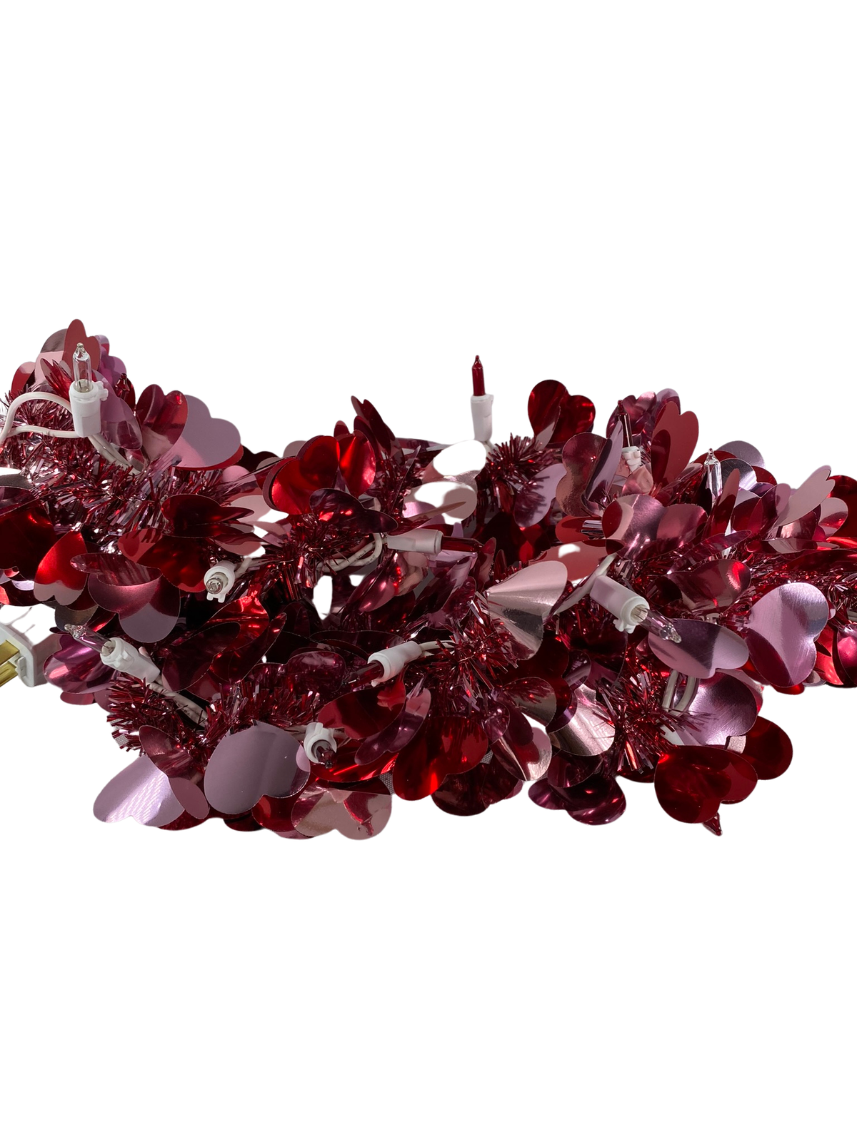 AGD Valentines Decor - Red and Pink Lighted Tinsel Garland 6ft