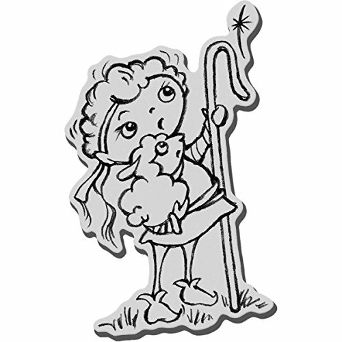 Stampendous Christmas Cling Rubber Stamp-Shepherd Kiddo