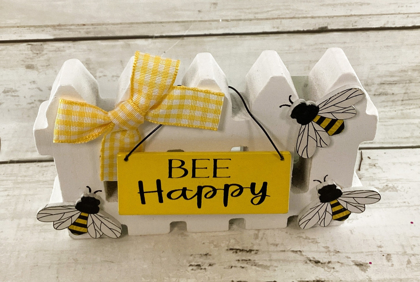 HL Spring Decor - Lady Bug or Bee Chunky Wood Fence Tier Tray Decor