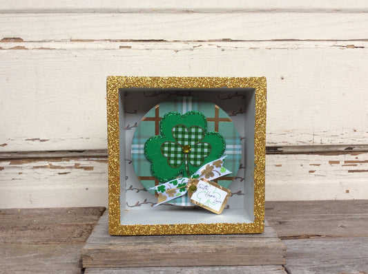 AGD St Patrick's Decor - Good Luck Shamrock Inset Box Sign
