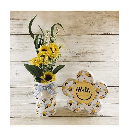 AGD Summer Decor - Hello Bee Chunky Flower and Floral Display 2pc